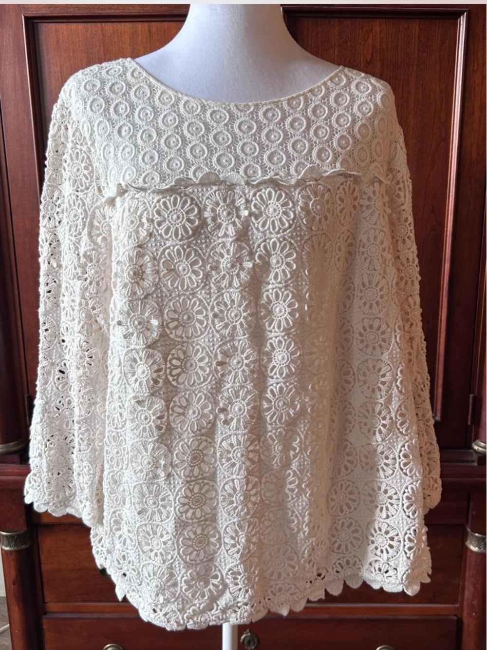 Boden Cream Crochet Floral Lace Blouse XL US18